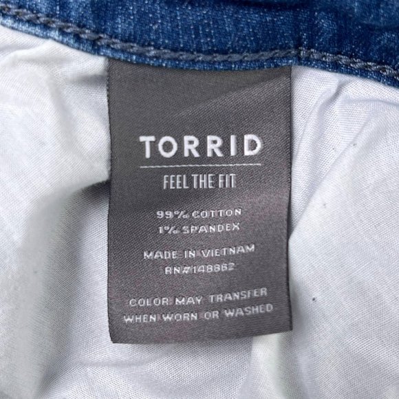 Torrid Blue Denim Distressed Cut Off Stretch High Rise Womens Shorts Size 24 - Picture 7 of 8